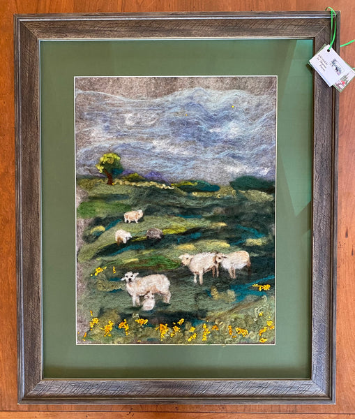 Sheep in the Field Needle Felted Art