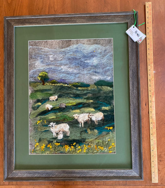 Sheep in the Field Needle Felted Art